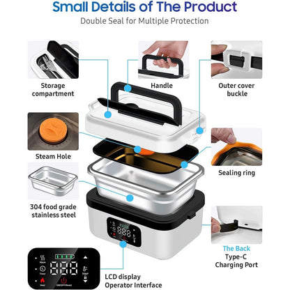 Rechargeable Timer Automatic Heating Lunch Box