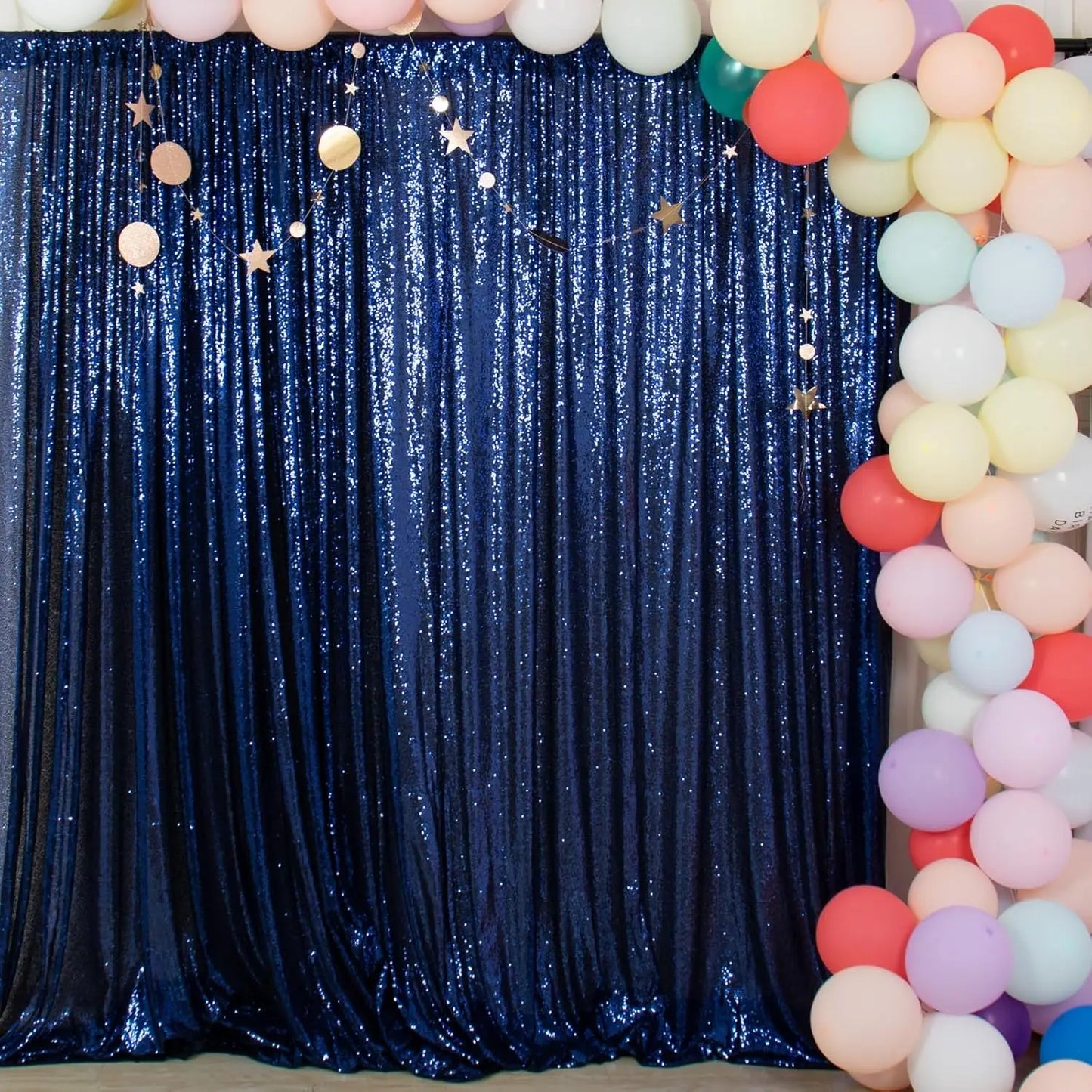 Navy Blue Sequin Backdrop, 1 Panels-4ft x 8ft, Plastic, Photography Background
