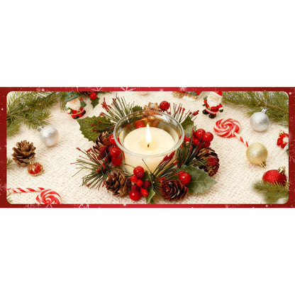 Elegant Christmas Candle Ring with Soft LED Glow and Glass Cup