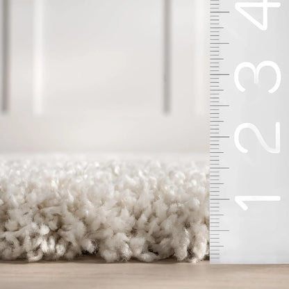 Abstract Shag Area Rug, 6' 7" x 9', Beige