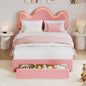 TWIN Size Princess Bed Frame, Upholstered with Flower Headboard