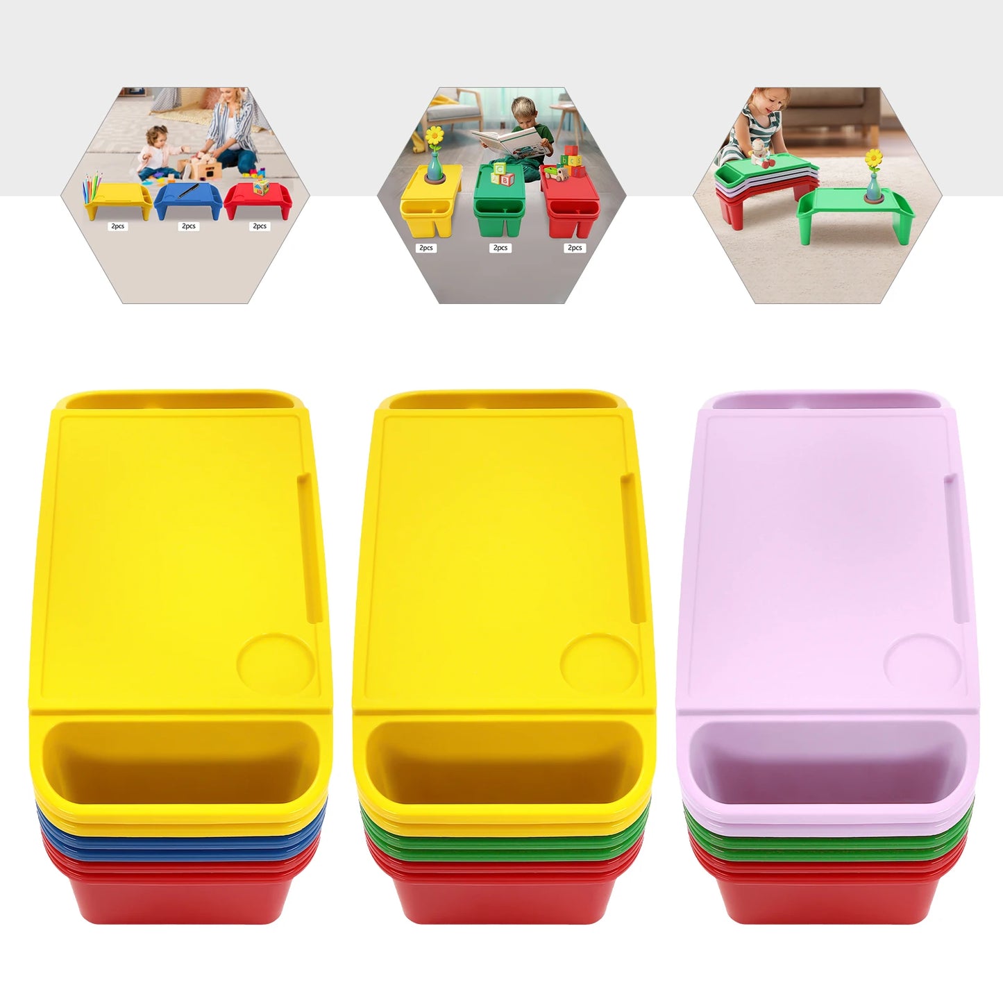 Kids Lap Desk Tray Set of 6