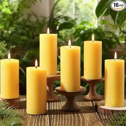 Natural Beeswax Pillar Candles, 560 Hours Long Burning