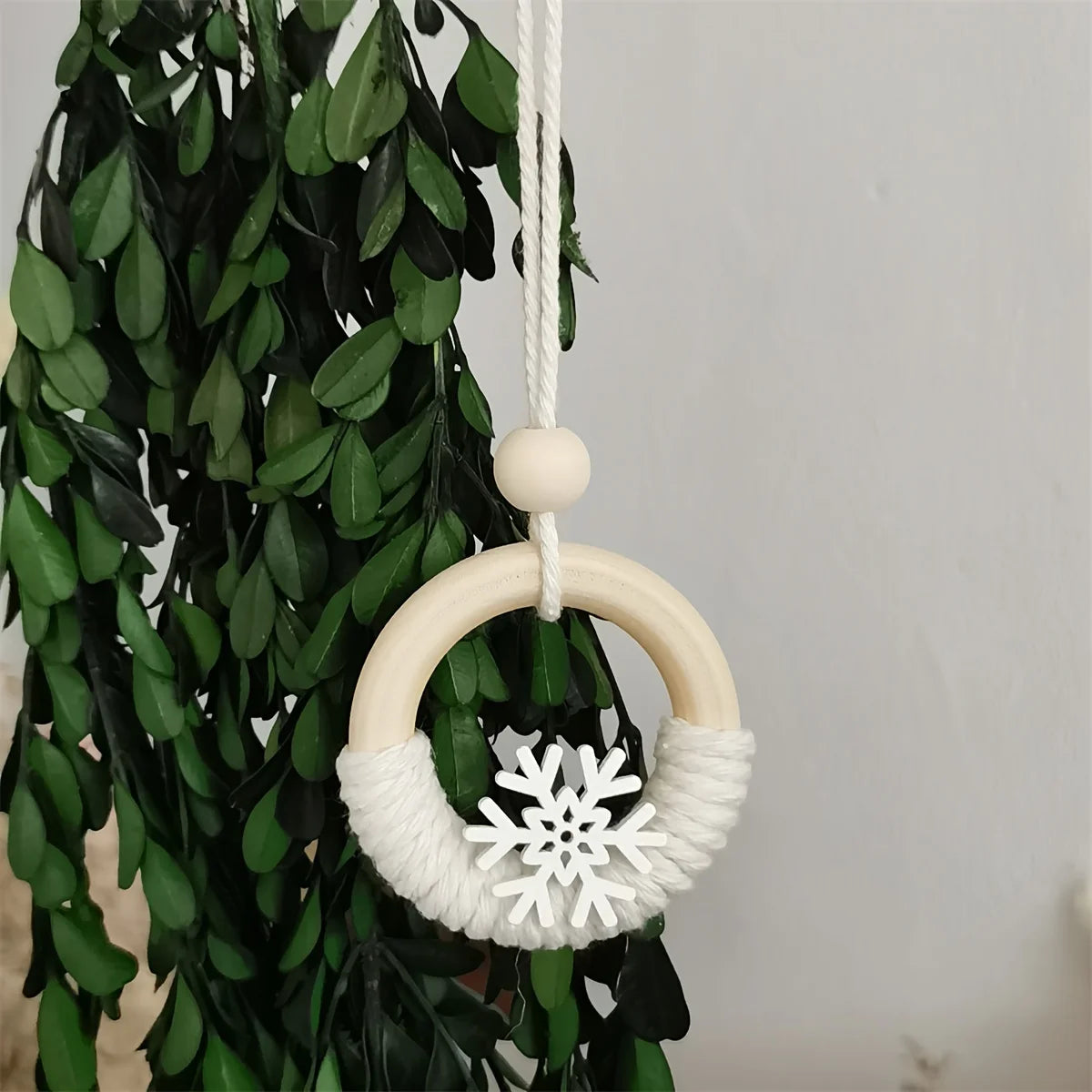 Ornaments With Wooden Snowflakes And Rings