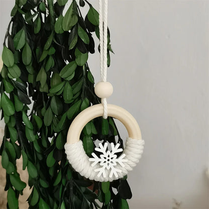 Ornaments With Wooden Snowflakes And Rings