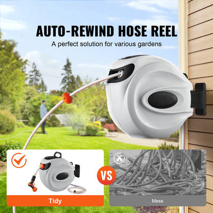 Retractable Hose Reel 180° Swivel Bracket Wall-Mounted Garden Water Hose Reel