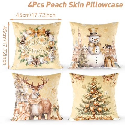 4pcs Merry Christmas Cushion Cover