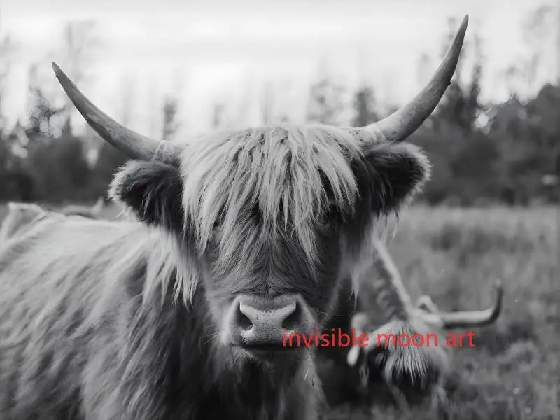 Scottish Highland Cow & Calf Canvas Art Print