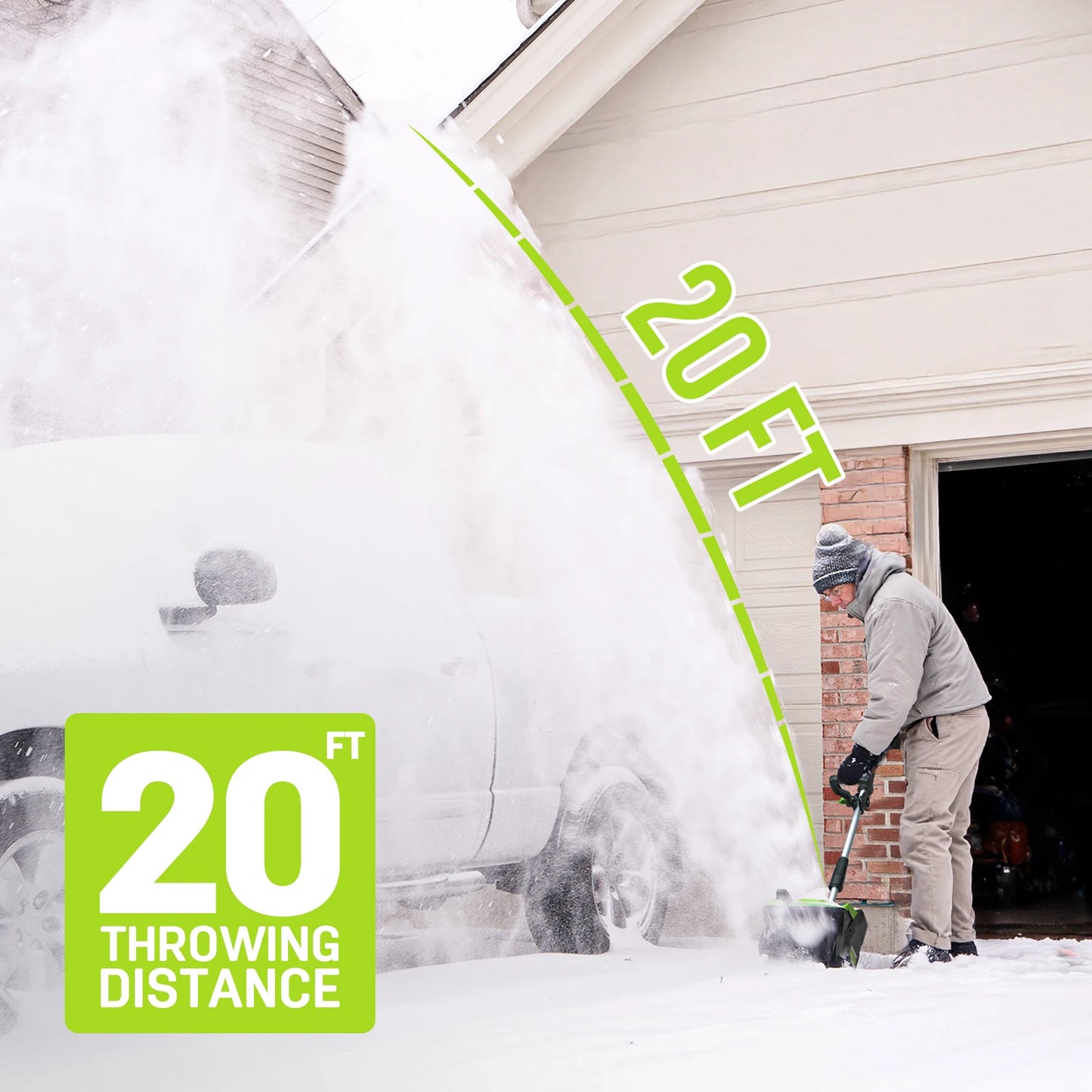 21V Cordless Snow Shovel with 4.0Ah Battery, 12-Inch Width