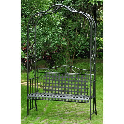 IRON PATIO ARBOR BENCH in ANTIQUE BLACK