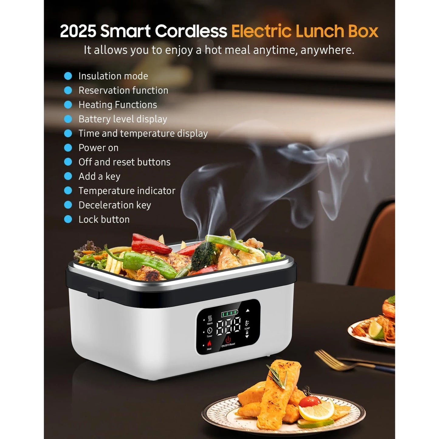 Rechargeable Timer Automatic Heating Lunch Box