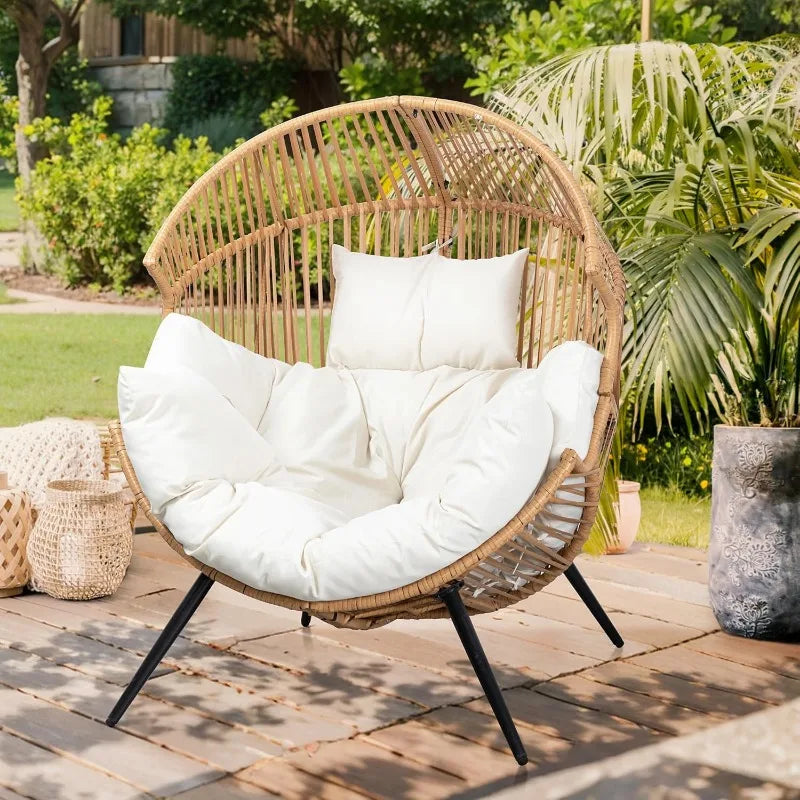 Outdoor Wicker Egg Chair PE Rattan Chair with Cushion