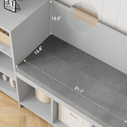 Kids Reading Nook with Bench, Bookshelf, Seat Cushion