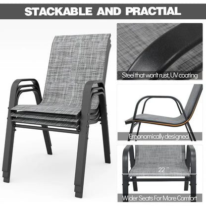 Patio Chairs Set of 6 Stackable Outdoor Dining Chairs