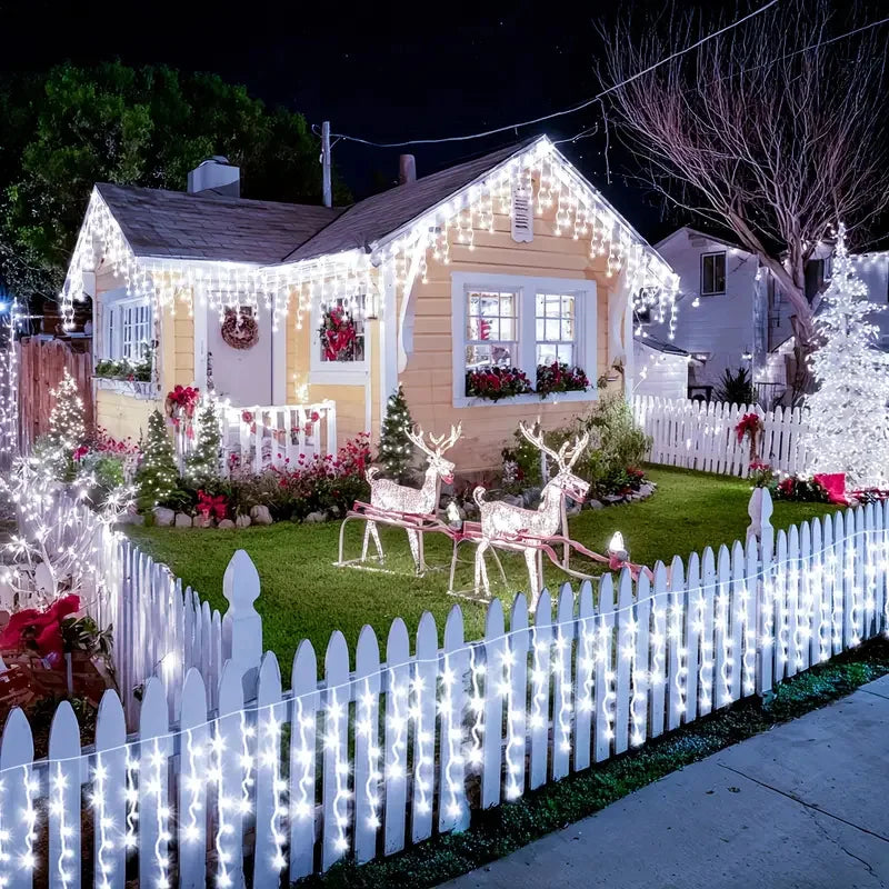 Solar LED Eaves Icicle String Lights 8 Lighting Modes