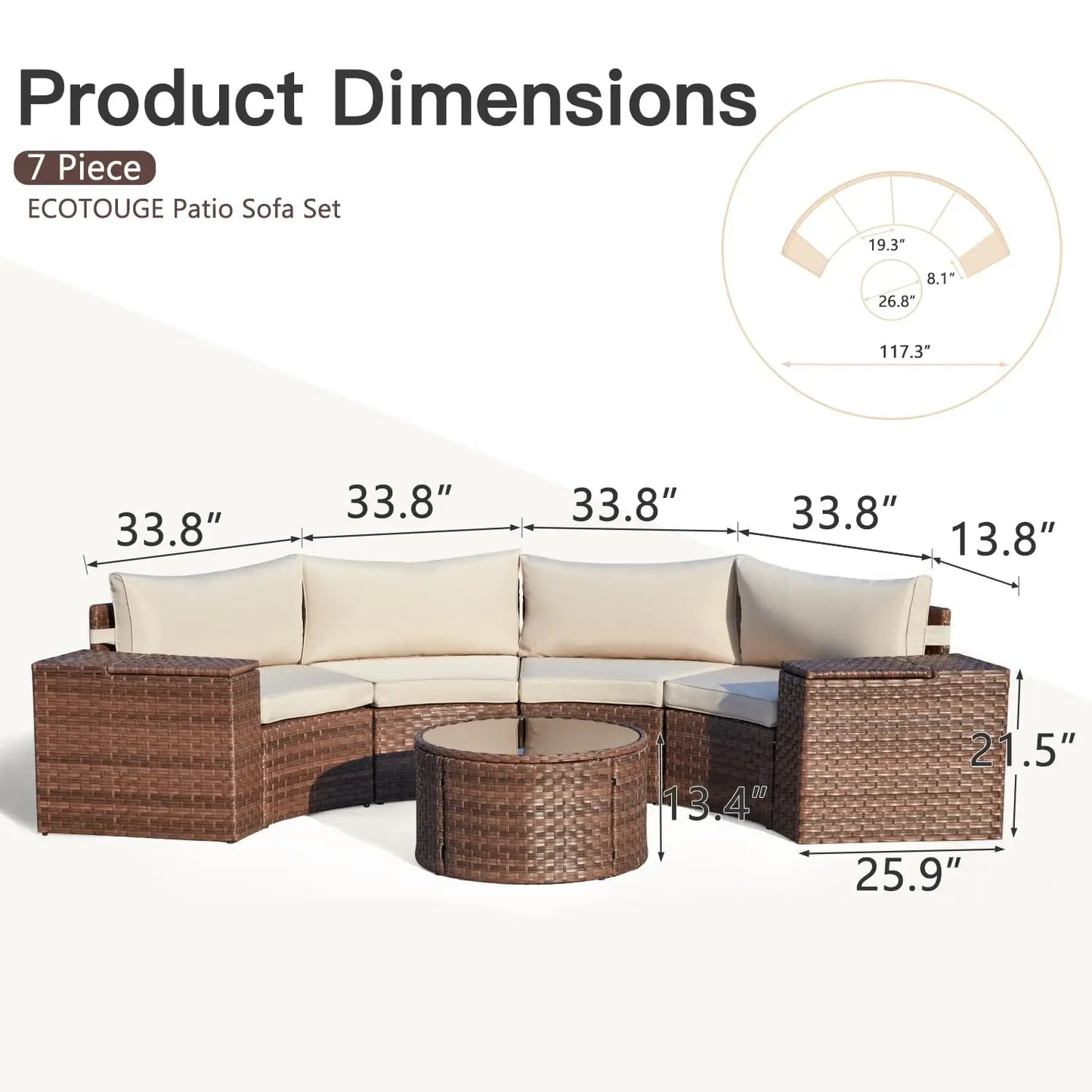Outdoor Patio Furniture Set, 7-Piece