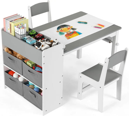 2 in1 Children Table and Chair Art Table Wooden