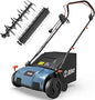 15-Inch Dual-Purpose Electric Dethatcher and Scarifier with 13 Amp Power, 13.2 Gallon Bag