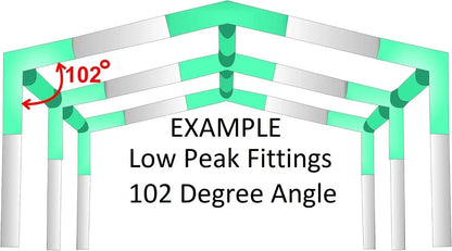 6 Leg Style Carport Canopy with 102 Degree Angle (Choose Size) (Connects 1-5/8" Pipe)