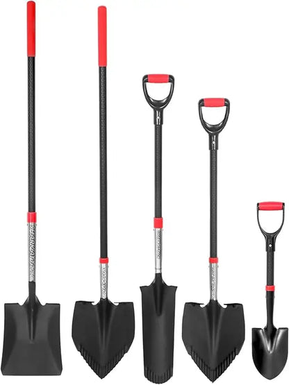 Multi-Size Steel Garden Shovel Set with D-Grip Handles