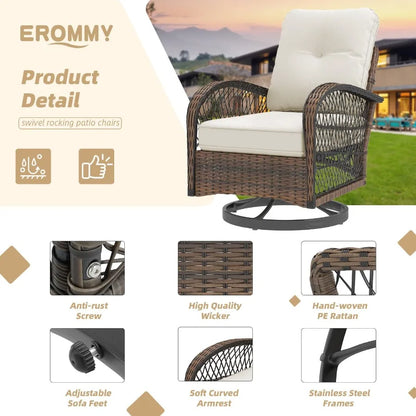 3 Pieces Patio Furniture Set Outdoor Swivel Rocker