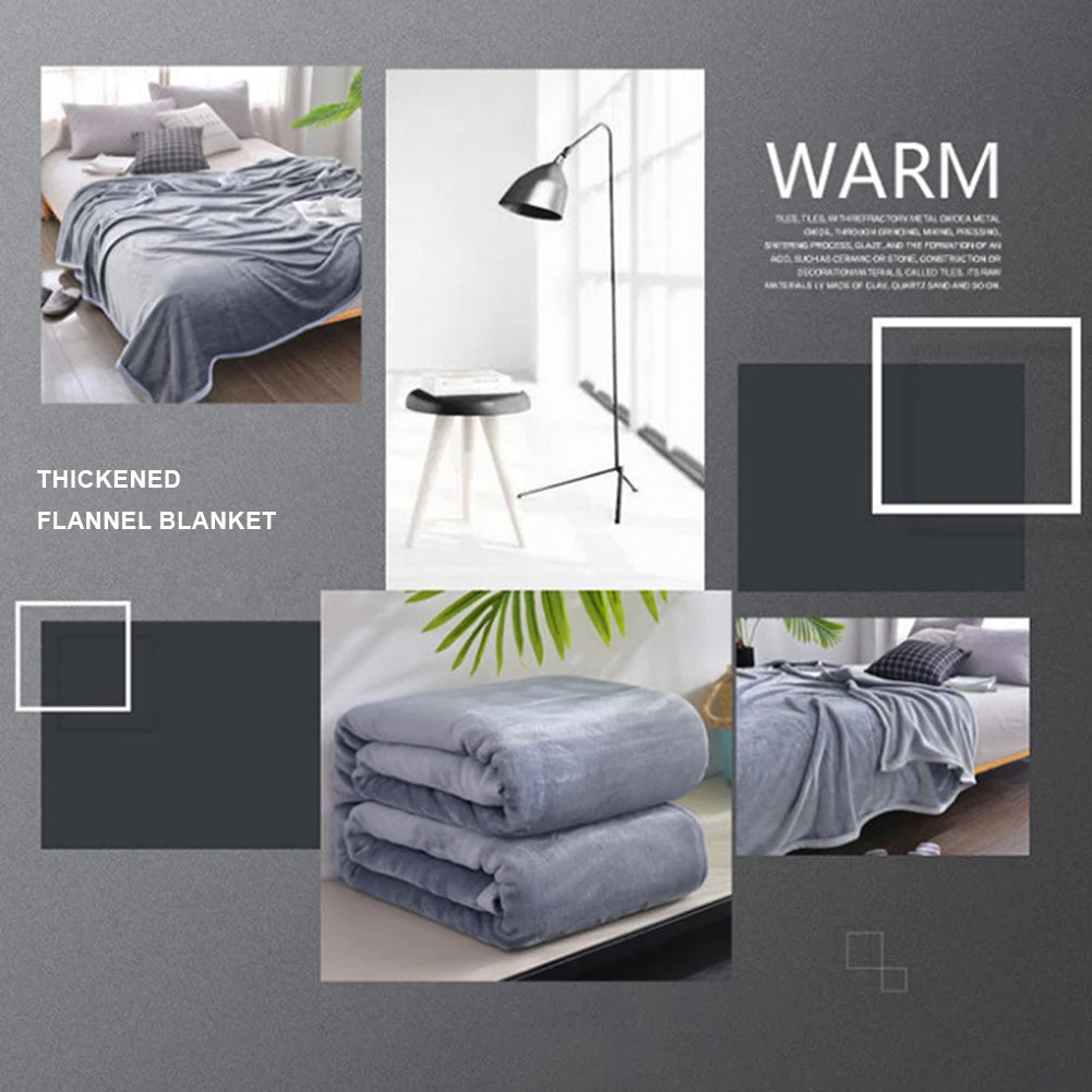 1-10PCS Flannel Fleece Blanket Winter Cozy Soft Blankets