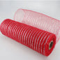10Yard Christmas Red White Metallic Mesh Ribbon