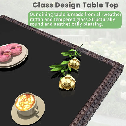 10 Piece Outdoor Dining Set, Rattan 8 Chairs,Patio Dining Table and Chairs w/Cushions