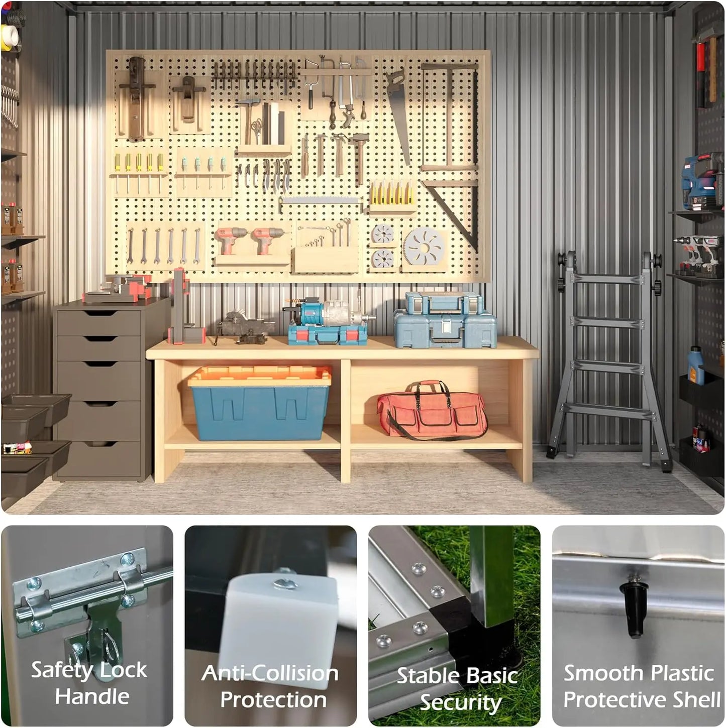 Metal Shed,6x4 FT Metal Shed with Slopping Roof a