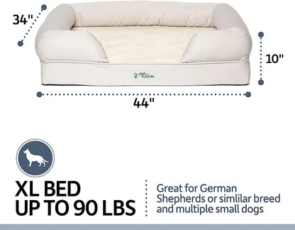 Extra Large Dog Bed w/ Solid 4" Memory Foam,  [Brown, 44x34x10" ), (44x34"), Sandstone