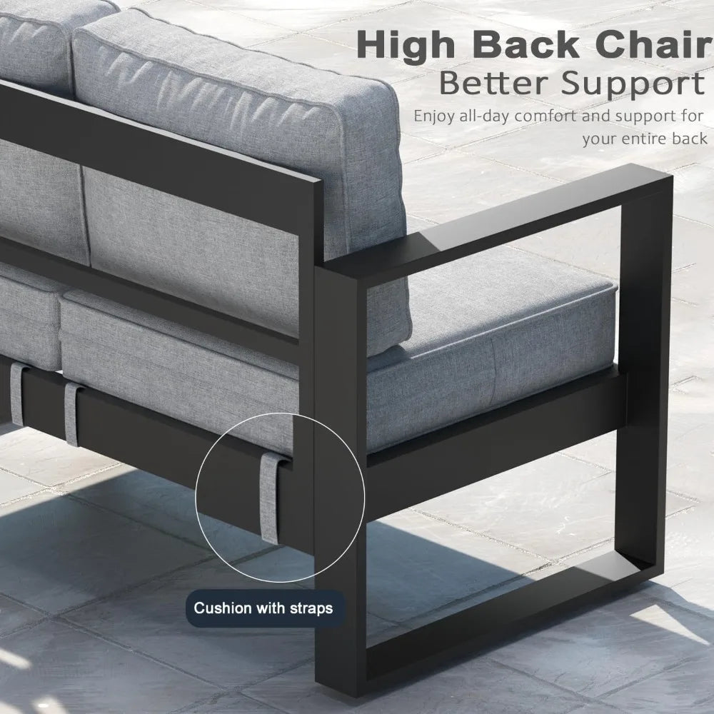 , Metal Modern Armchair Set of 2 with Washable Thick Cushions