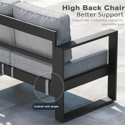 , Metal Modern Armchair Set of 2 with Washable Thick Cushions