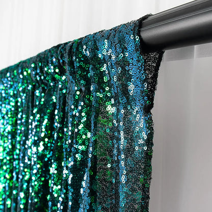 Sequin Backdrop Curtains 1 Pcs 4ftx8ft Iride Green Glitter