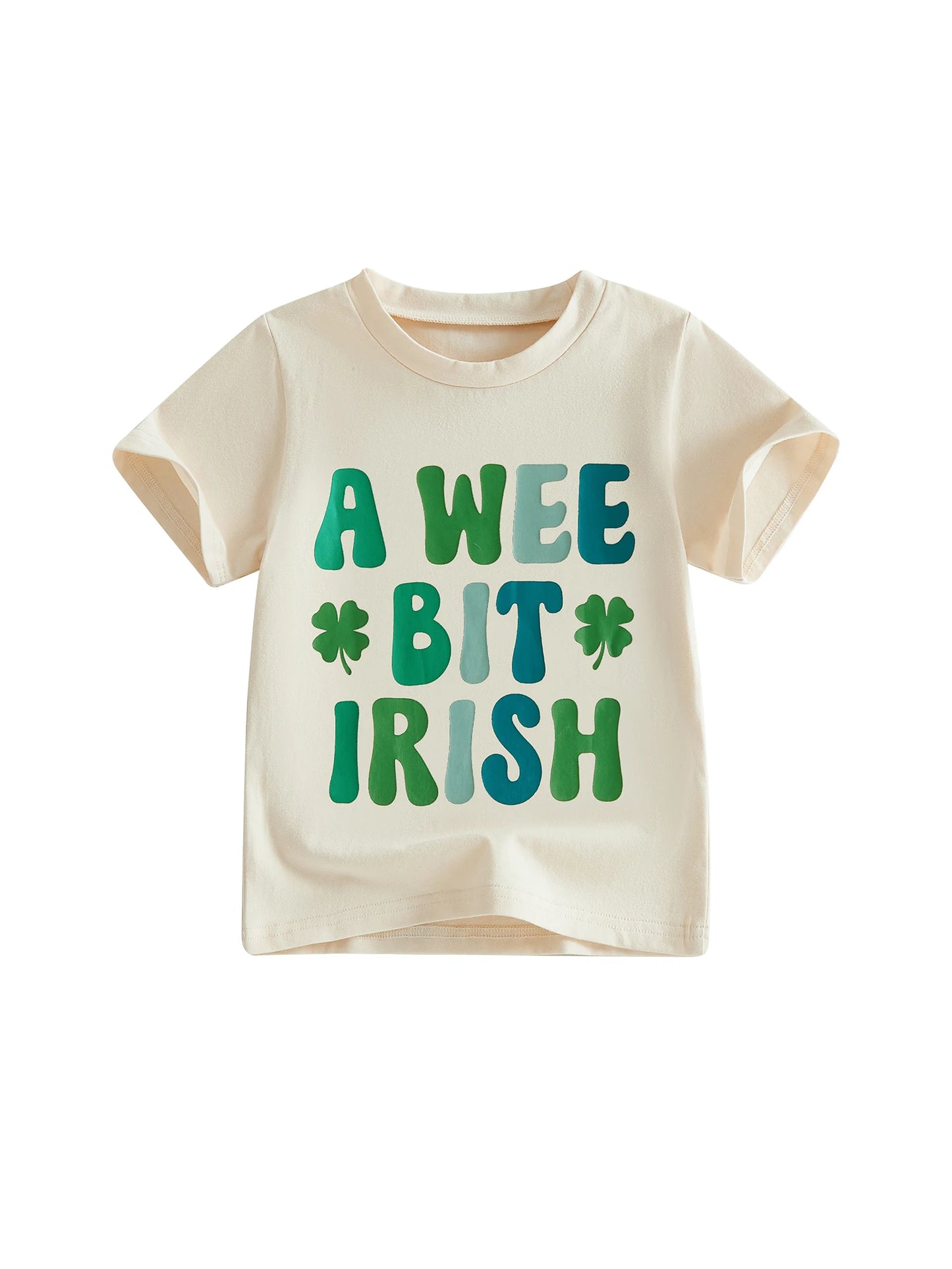 Irish Girl T-Shirts with Lucky Clover Print Short Sleeve Crew Neck