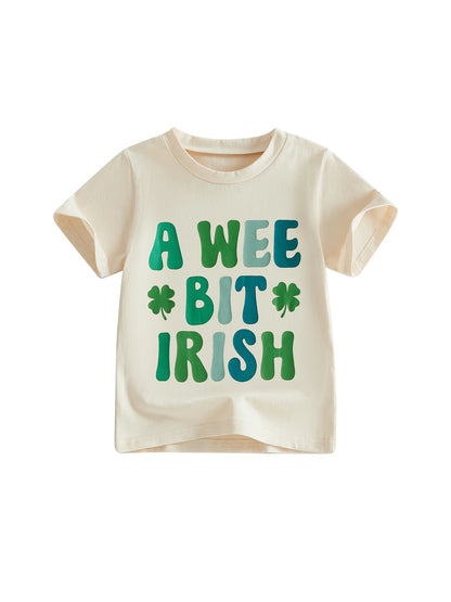 Irish Girl T-Shirts with Lucky Clover Print Short Sleeve Crew Neck