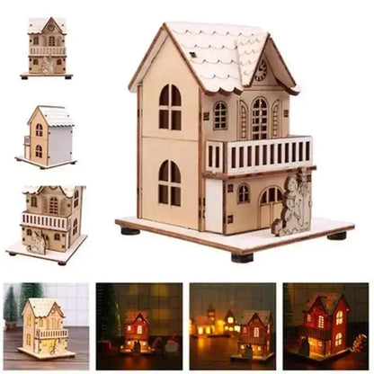 Christmas LED Light Wooden House Luminous Cabin