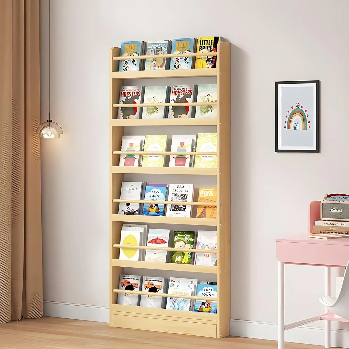 Behind Door Bookshelf, 6-Tier Narrow Wall Mounted