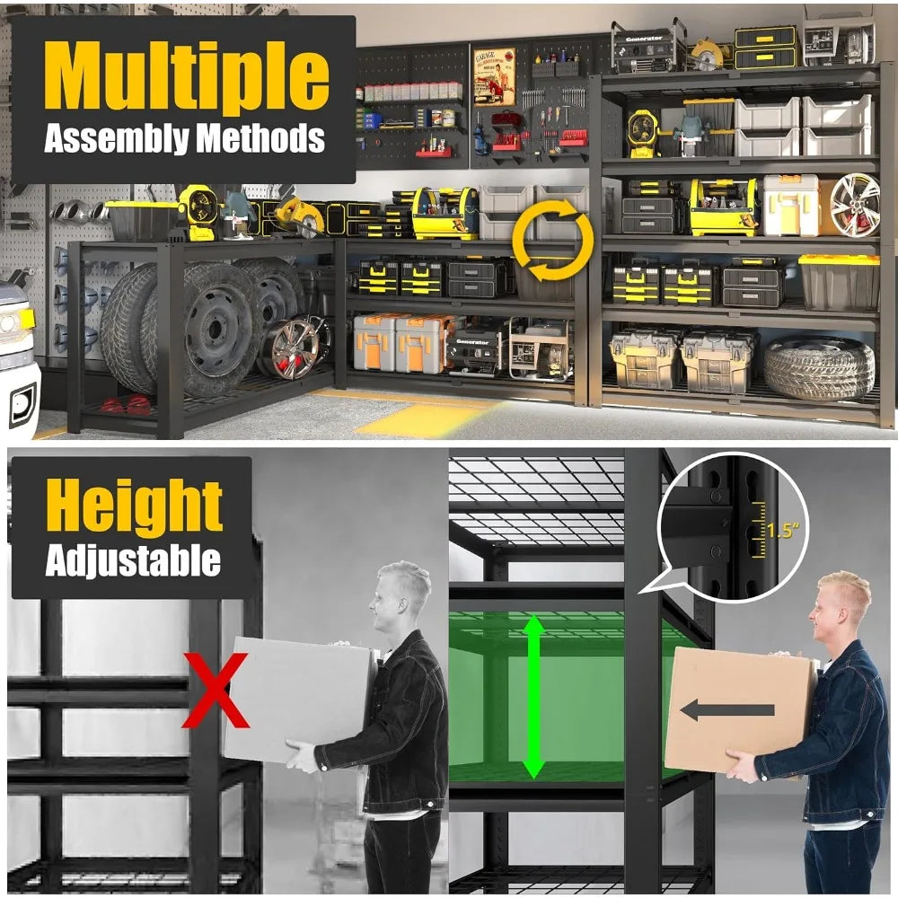 47W x 18D x 72H Metal Heavy Duty Adjustable 5 Tier Wire Shelving