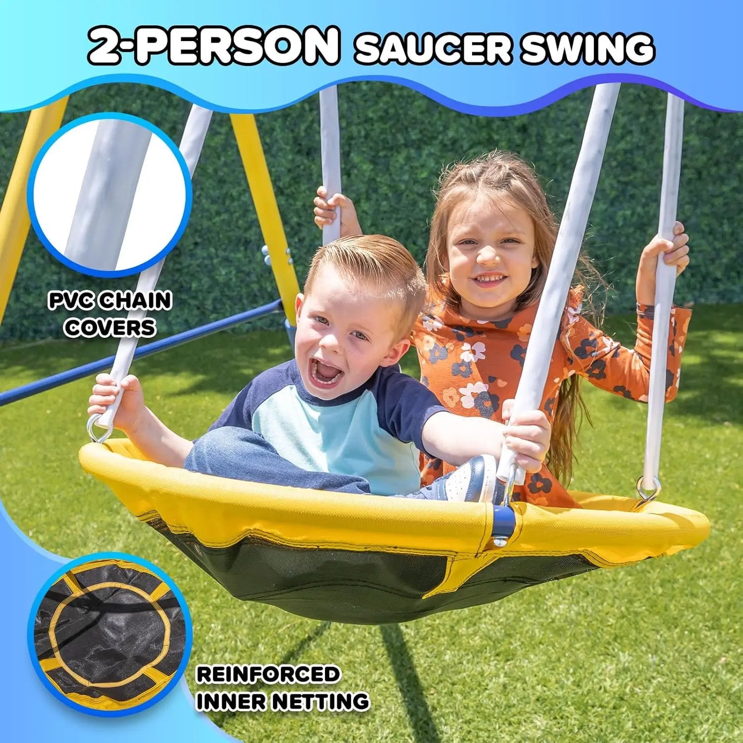 Outdoor Kids Swing Set with LED Swings