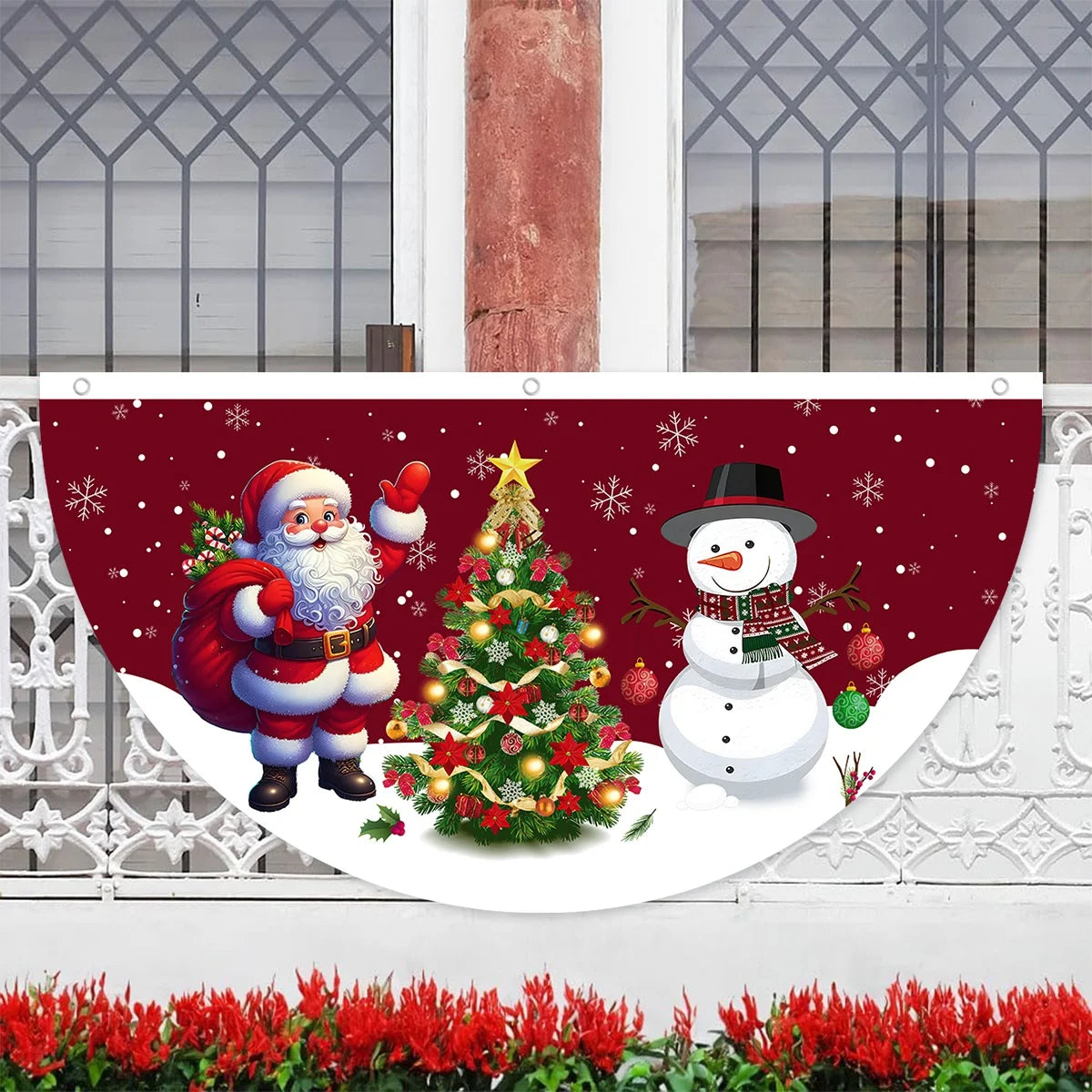 Christmas Outdoor Fan-shaped Flag Banner