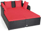 Outdoor Rattan Daybed, Sunbed Wicker Furniture w/Spacious Seat