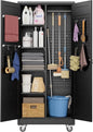 Garage Storage Cabinet with 4 Shelves, Pegboard