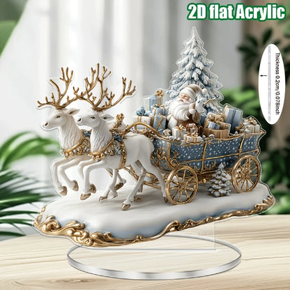 2D Bohemian-Style Acrylic Santa Sleigh Figurine