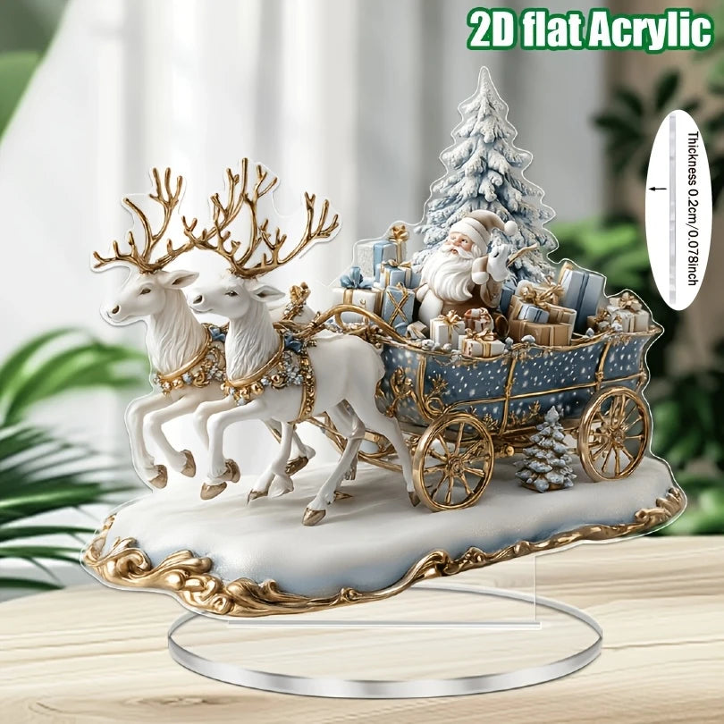 2D Bohemian-Style Acrylic Santa Sleigh Figurine