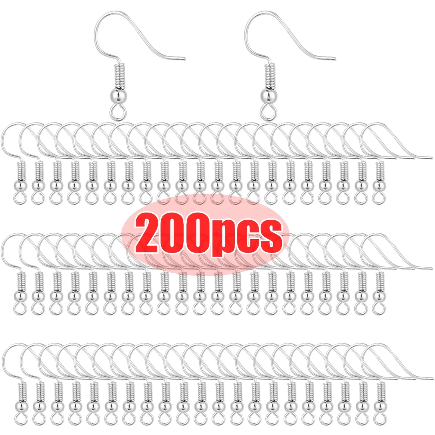 100/200pcs DIY Earring Findings Earrings Clasps Hooks Stainless Steel Hypoallergenic