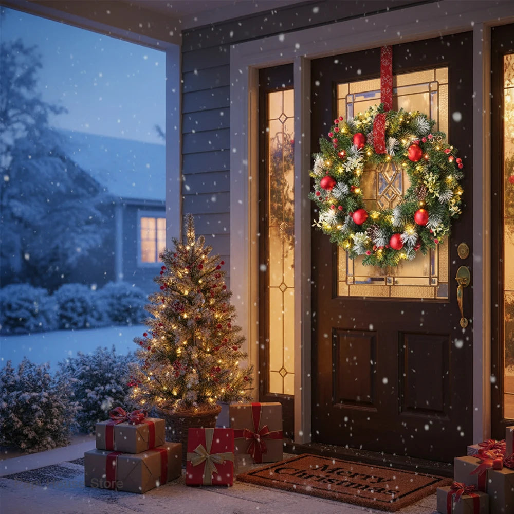 Artificial Led Christmas Wreath for Front Door/Wall