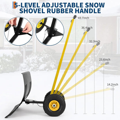 Snow Shovel with Wheels Heavy Duty Snow Pusher