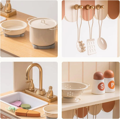 Play Kitchen Wooden Kids Kitchen Playset