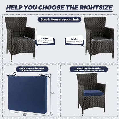 Outdoor Cushions for Patio Furniture Set of 4, 18.5 x 16 x 3