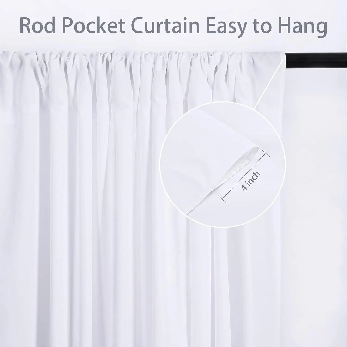 20x10 ft Wrinkle Free White Backdrop Curtains.  4 Panels 5x10ft for Wedding Birthday
